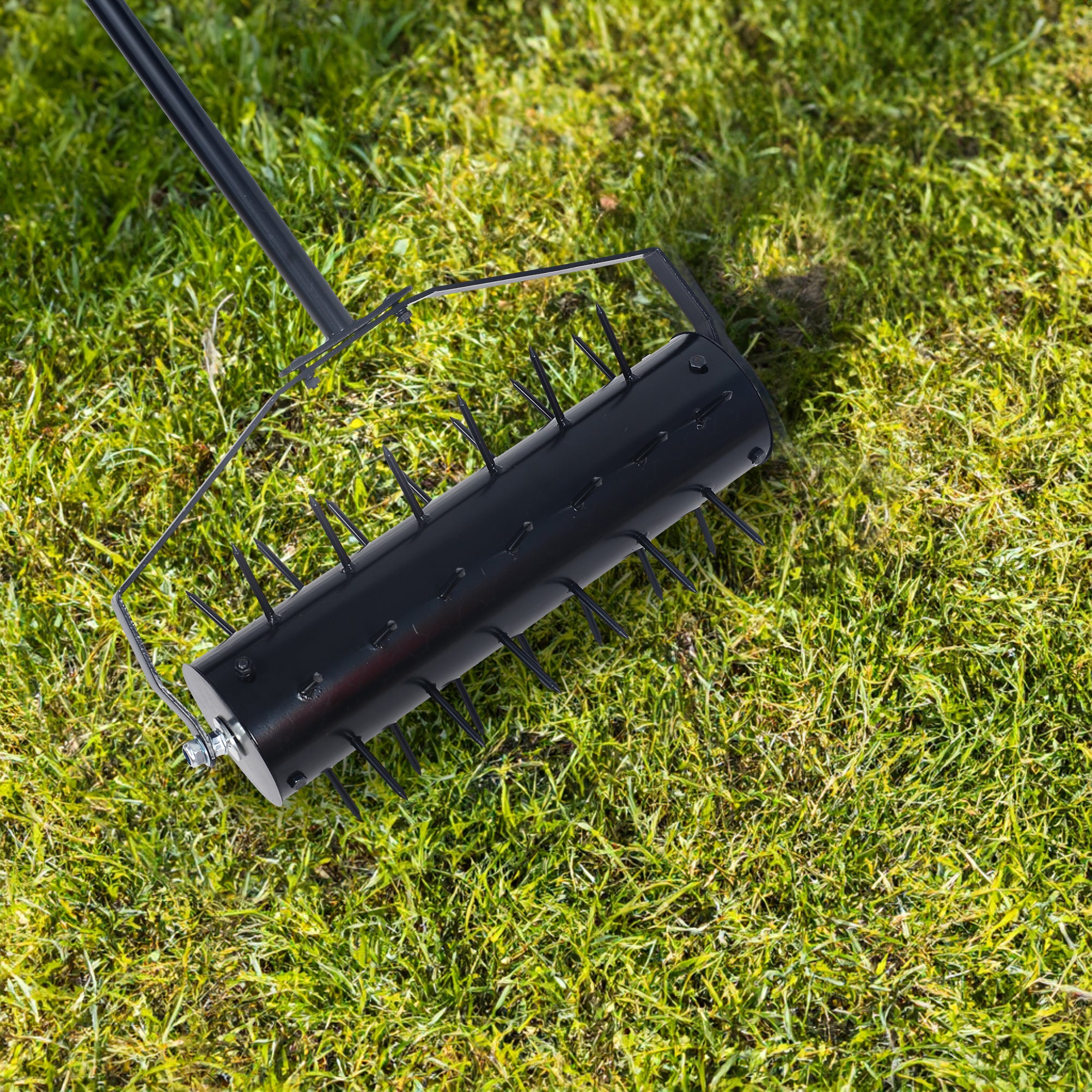 Rolling manual lawn aerator, Home aerator lawn tool pusher, 58-inch handle push lawn aerator for lawns, yards and gardens