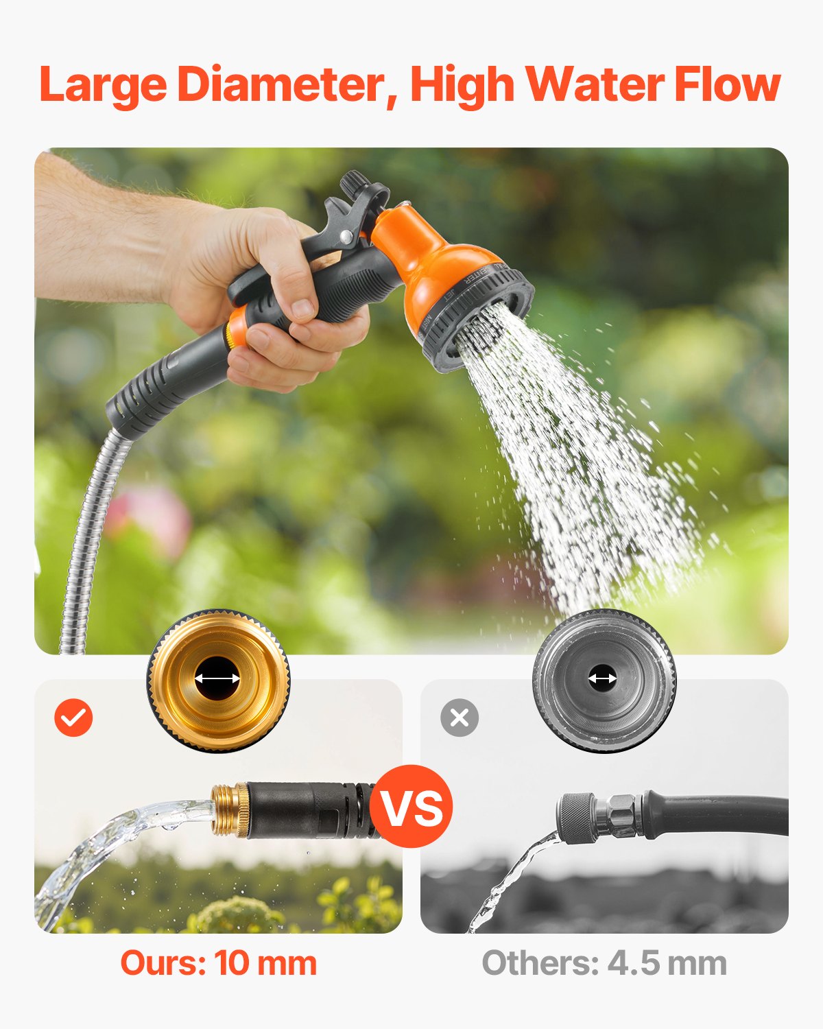 150ft Metal Garden Hose Stainless Steel Water Hose Lightweight No Kink