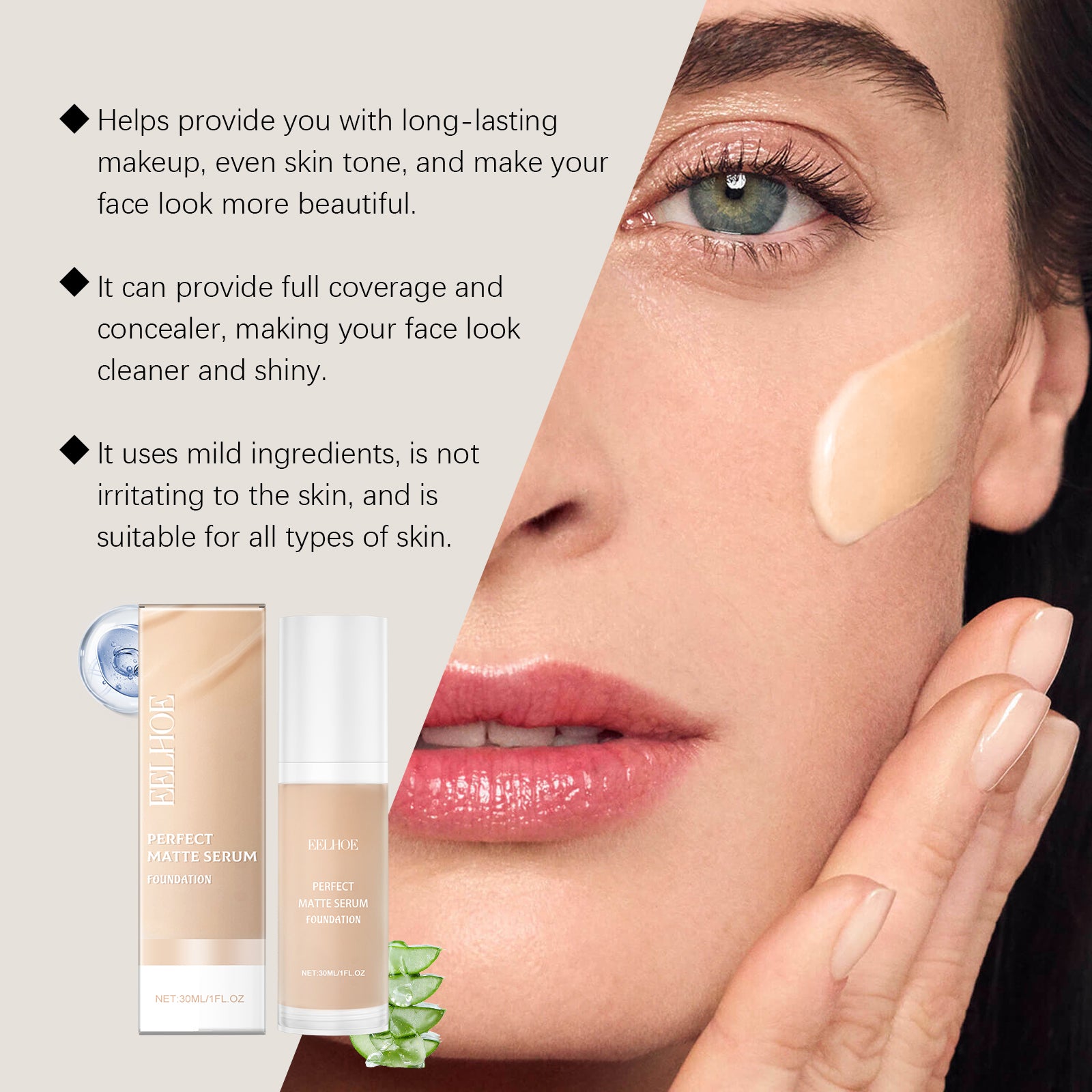 Moisturizing Liquid Foundation Easily Creates A Natural Skin Tone Concealer Moisturizing And Long-Lasting Long-Lasting Makeup Foundation