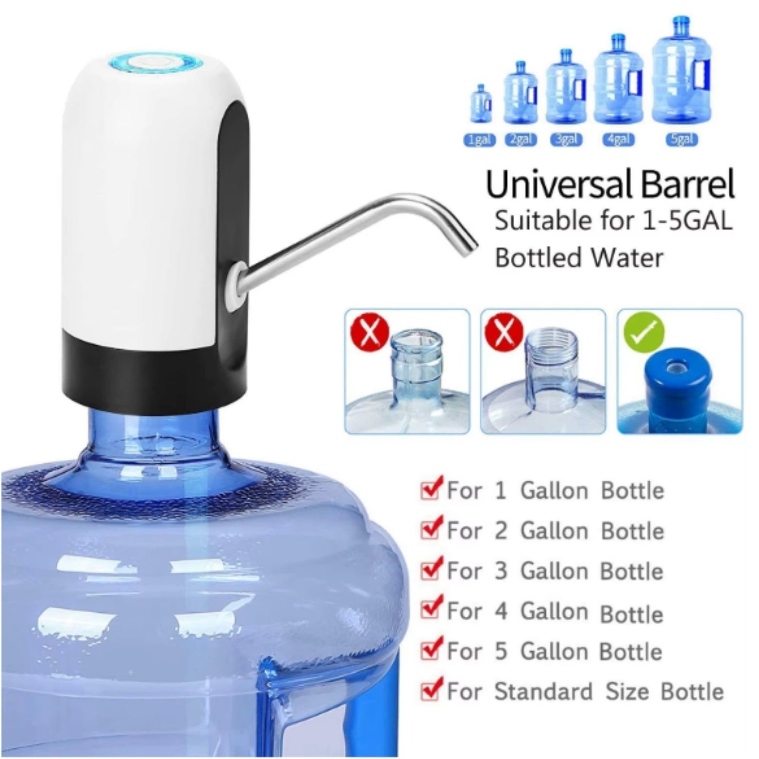 Electric Water Bottle  USB Rechargeable Automatic Drinking Water Dispenser