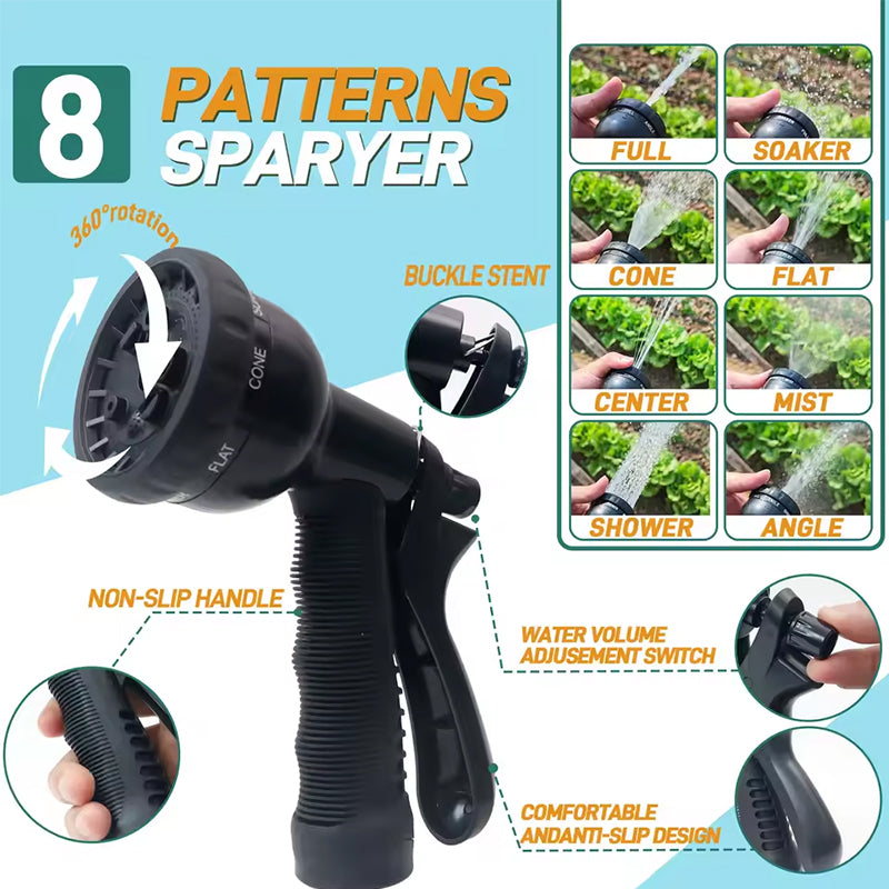 100 - ft Expandable Garden Hose with Nozzle. Light, Durable & Kink - Free for Car Wash & Outdoor Watering