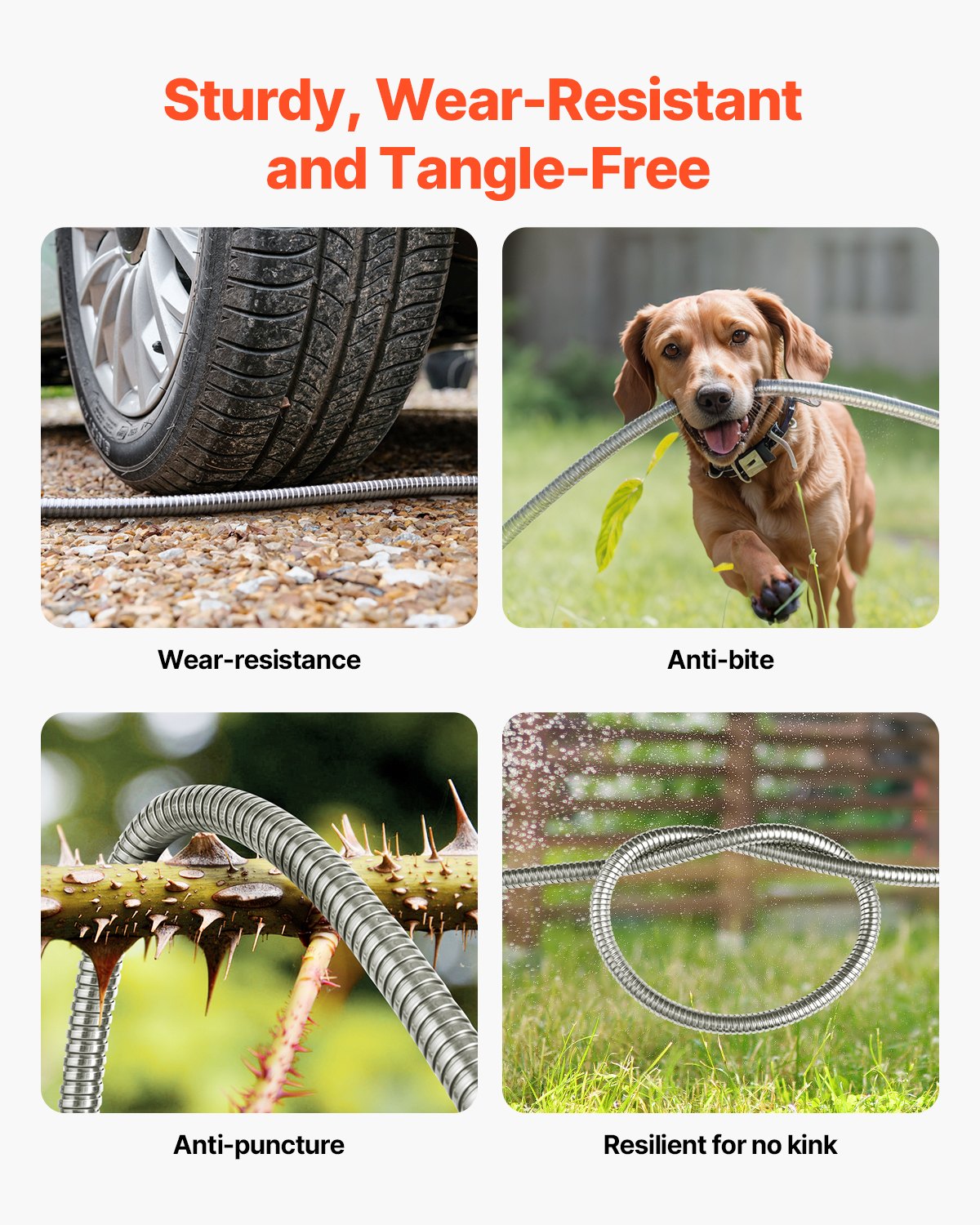 150ft Metal Garden Hose Stainless Steel Water Hose Lightweight No Kink